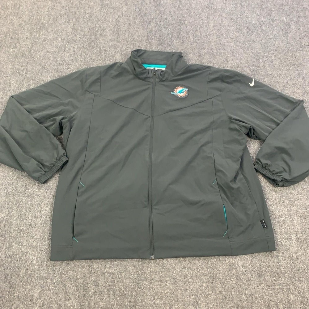 Miami Dolphins Jacket Player Issued Mens XL Gray NFL Football Full Zip Nike